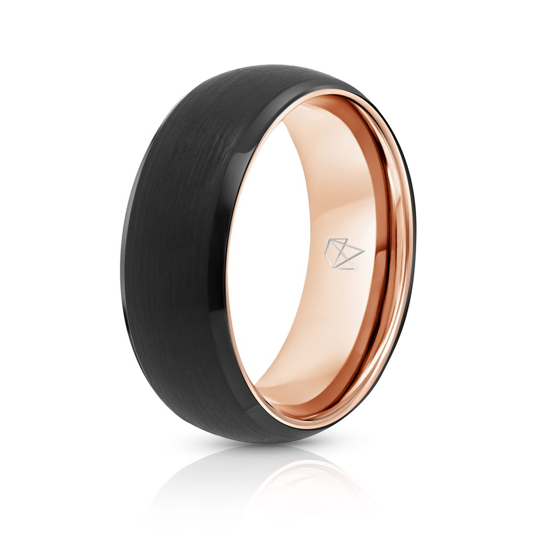 Black Tungsten Ring - Rose Gold - EMBR