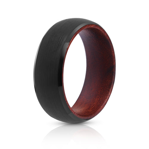 Black Tungsten Ring - Red Sandalwood - EMBR