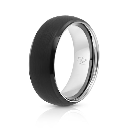Black Tungsten Ring - Sterling Silver - EMBR