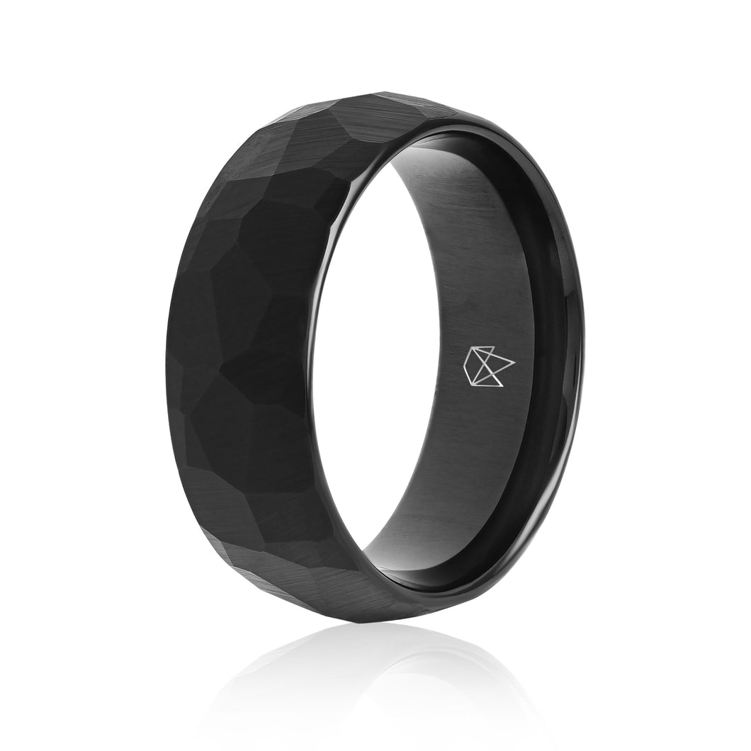 Faceted Black Tungsten Ring