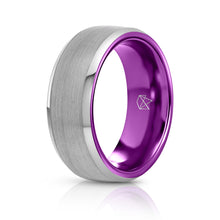 Load image into Gallery viewer, Silver Tungsten Ring - Purple EMBR - EMBR
