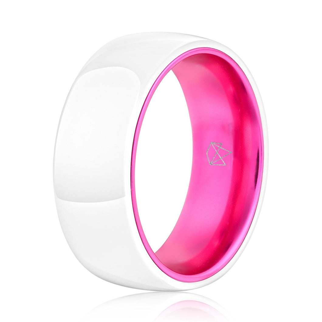 White Ceramic Ring - Resilient Pink - EMBR