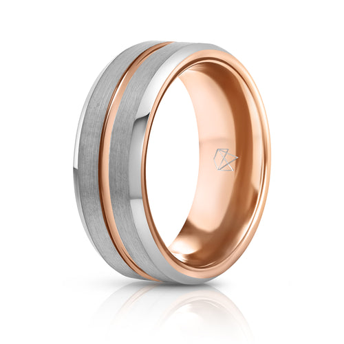 Silver Tungsten Ring - Rose Gold Infinity - EMBR
