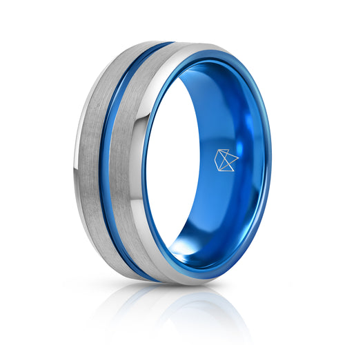 Silver Tungsten Ring - Blue Infinity - EMBR
