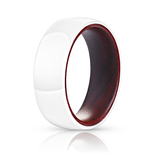 White Ceramic Ring - Red Sandalwood - EMBR