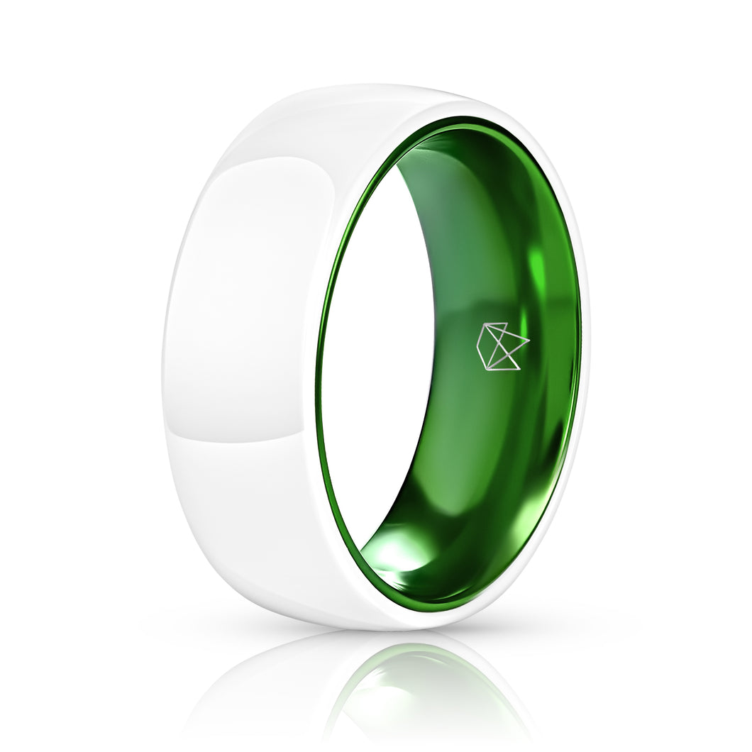 White Ceramic Ring - Resilient Green - EMBR