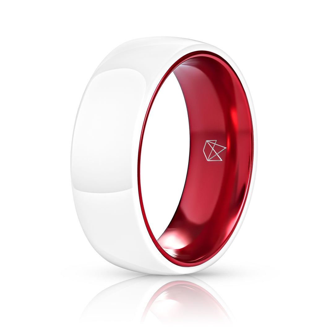 White Ceramic Ring - Resilient Red - EMBR