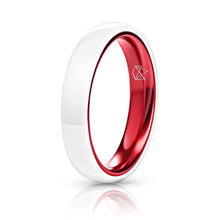 Load image into Gallery viewer, White Ceramic Ring - Resilient Red - 4MM - EMBR
