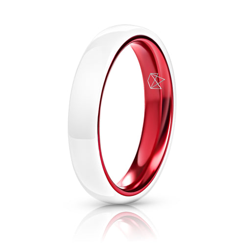 White Ceramic Ring - Resilient Red - 4MM - EMBR
