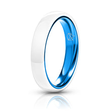 Load image into Gallery viewer, White Ceramic Ring - Resilient Blue - 4MM - EMBR
