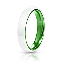 Load image into Gallery viewer, White Ceramic Ring - Resilient Green - 4MM - EMBR
