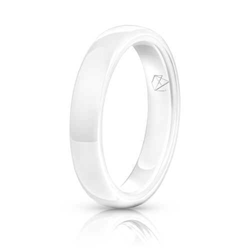 White Ceramic Ring - Minimalist - 4MM - EMBR