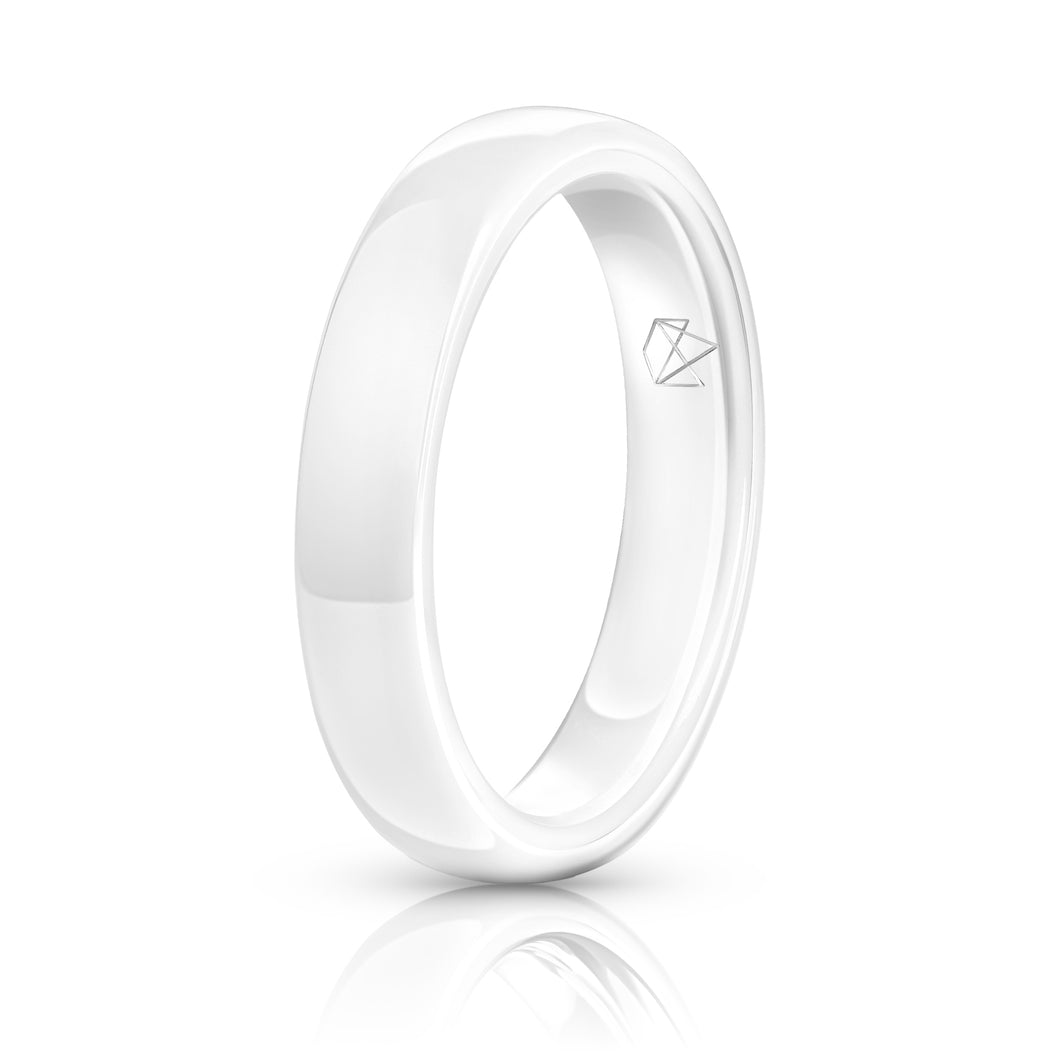 White Ceramic Ring - Minimalist - 4MM - EMBR