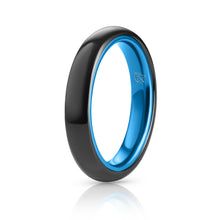 Load image into Gallery viewer, Black Ceramic Ring - Resilient Blue - 4MM - EMBR
