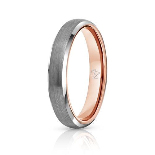 Silver Tungsten Ring - Rose Gold - 4MM - EMBR