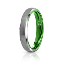 Load image into Gallery viewer, Silver Tungsten Ring - Resilient Green - 4MM - EMBR
