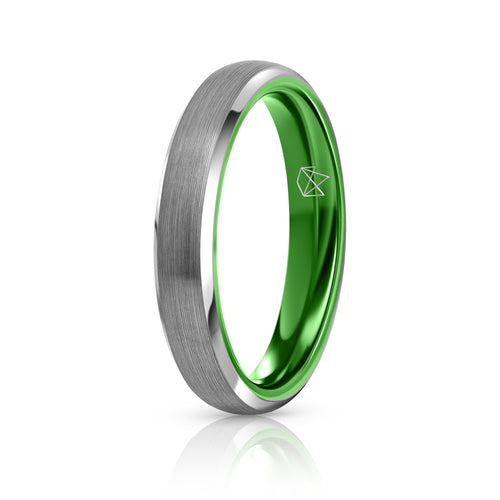 Silver Tungsten Ring - Resilient Green - 4MM - EMBR