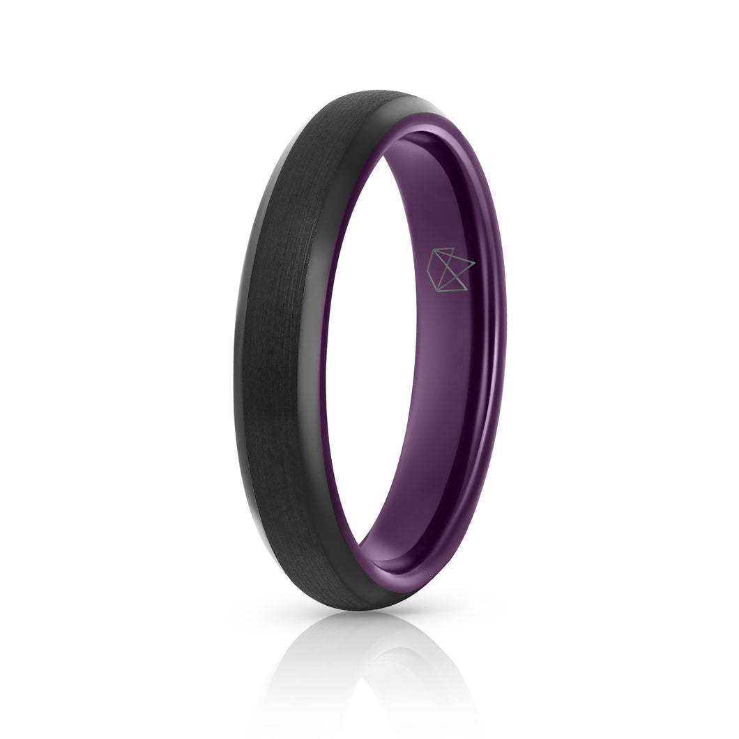 Black Tungsten Ring - Purple EMBR - 4MM - EMBR