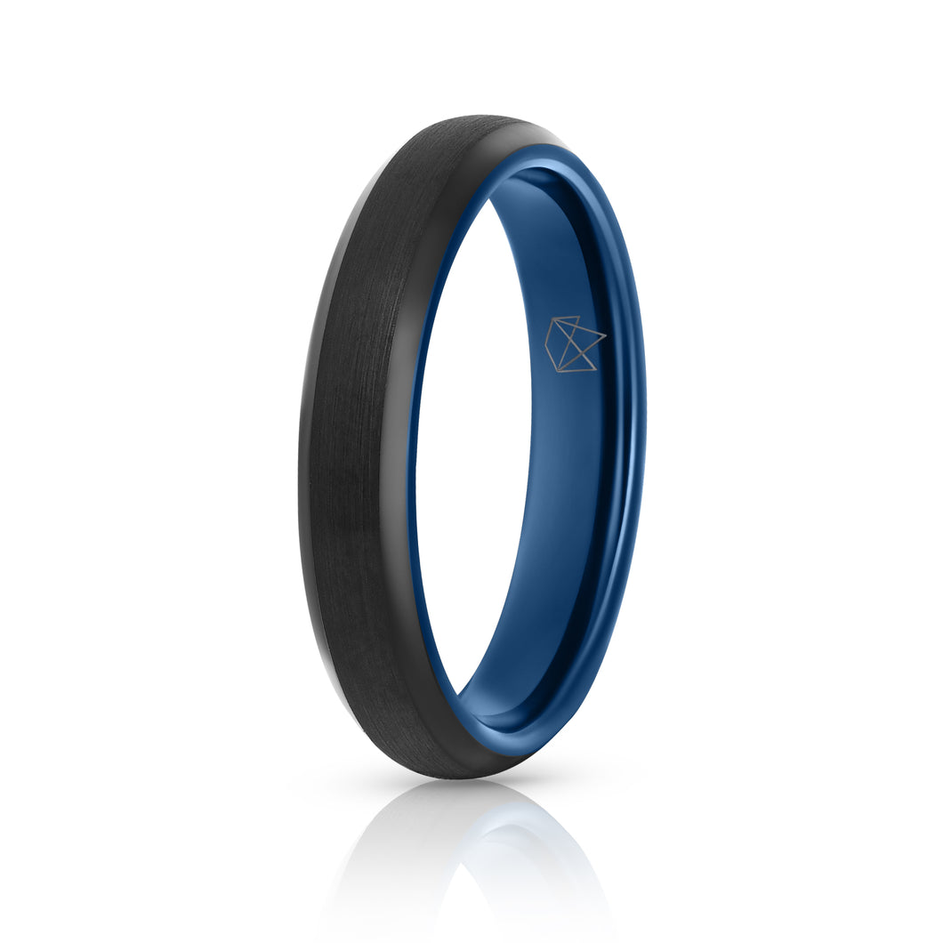 Black Tungsten Ring - Blue EMBR - 4MM - EMBR