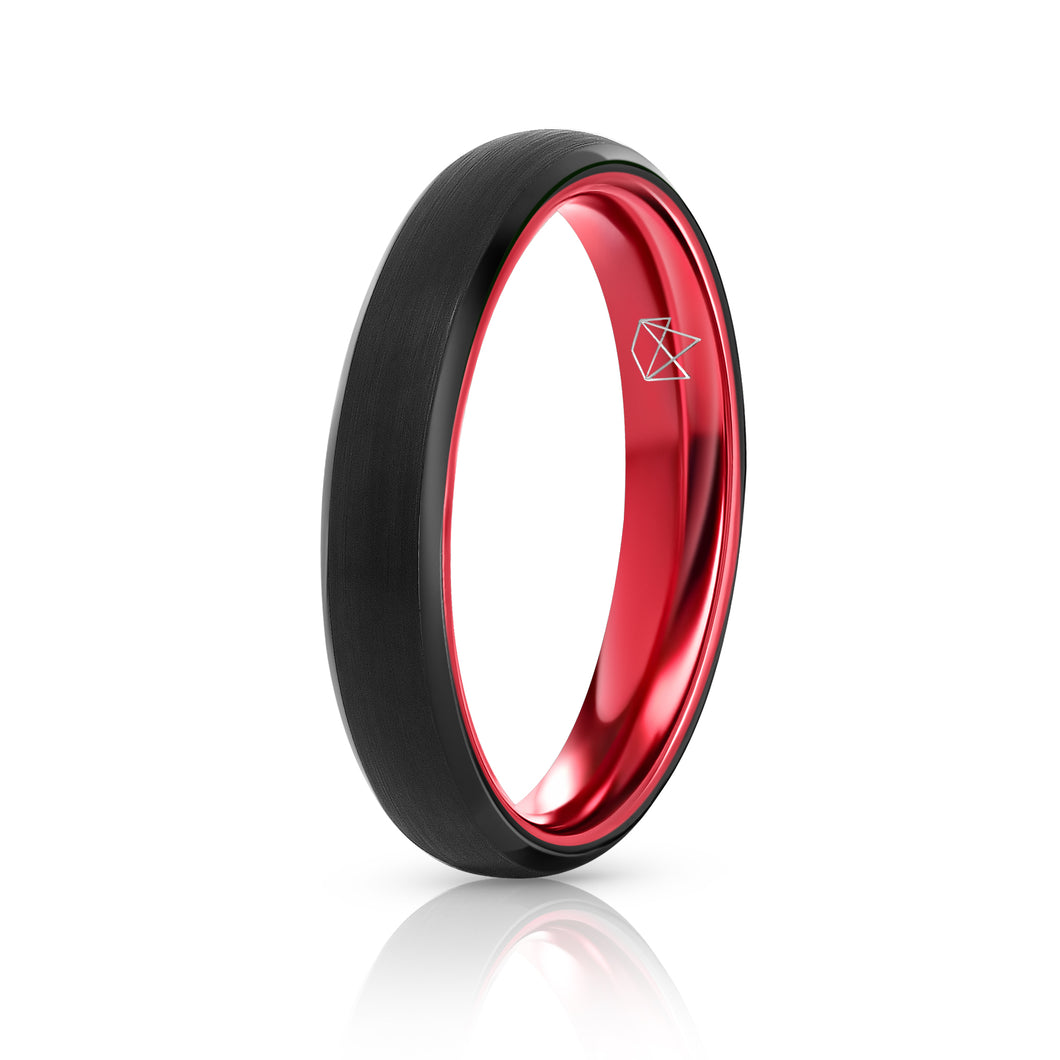 Black Tungsten Ring - Resilient Red - 4MM - EMBR