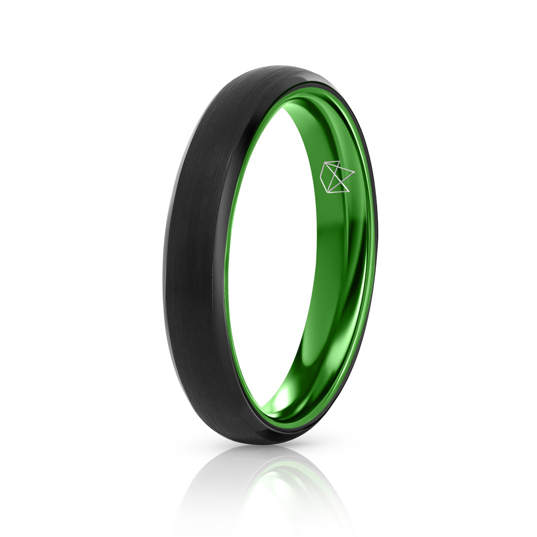 Black Tungsten Ring - Resilient Green - 4MM - EMBR