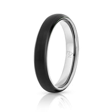 Load image into Gallery viewer, Black Tungsten Ring - Sterling Silver - 4MM - EMBR
