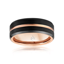 Load image into Gallery viewer, Black Tungsten Ring - Rose Gold Infinity - EMBR
