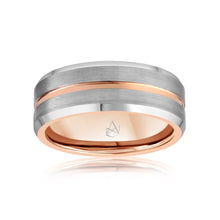 Load image into Gallery viewer, Silver Tungsten Ring - Rose Gold Infinity - EMBR
