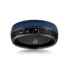 Load image into Gallery viewer, Black Tungsten Ring - Glow &amp; Real Meteorite - EMBR
