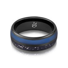 Load image into Gallery viewer, Black Tungsten Ring - Glow &amp; Real Meteorite - EMBR
