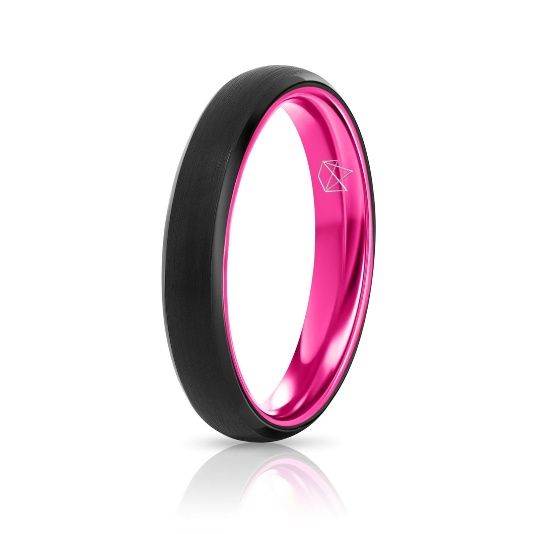 Tungsten Ring (Black) - Resilient Pink - 4MM - EMBR