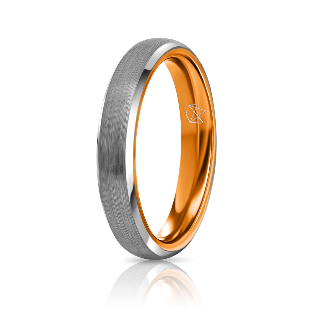 Tungsten Ring (Silver) - Resilient Orange - 4MM - EMBR