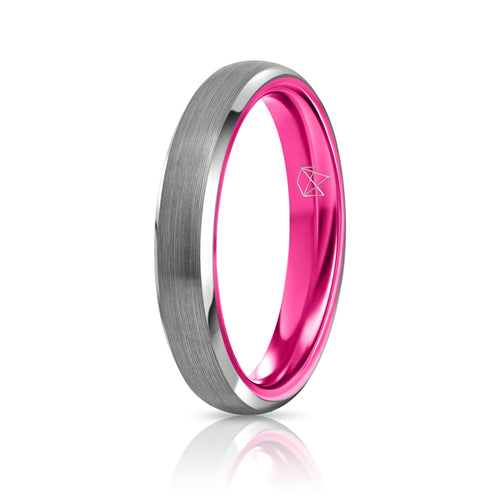 Tungsten Ring (Silver) - Resilient Pink - 4MM - EMBR