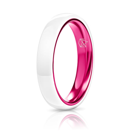 White Ceramic Ring - Resilient Pink - 4MM - EMBR