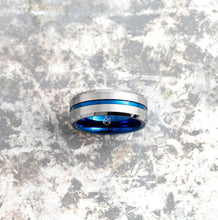 Load image into Gallery viewer, Silver Tungsten Ring - Blue Infinity - EMBR
