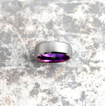 Load image into Gallery viewer, Silver Tungsten Ring - Purple EMBR - EMBR
