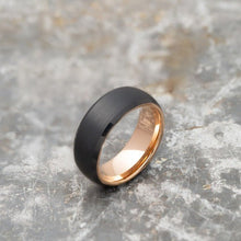 Load image into Gallery viewer, Black Tungsten Ring - Rose Gold - EMBR
