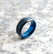 Load image into Gallery viewer, Black Tungsten Ring - Blue Infinity - EMBR
