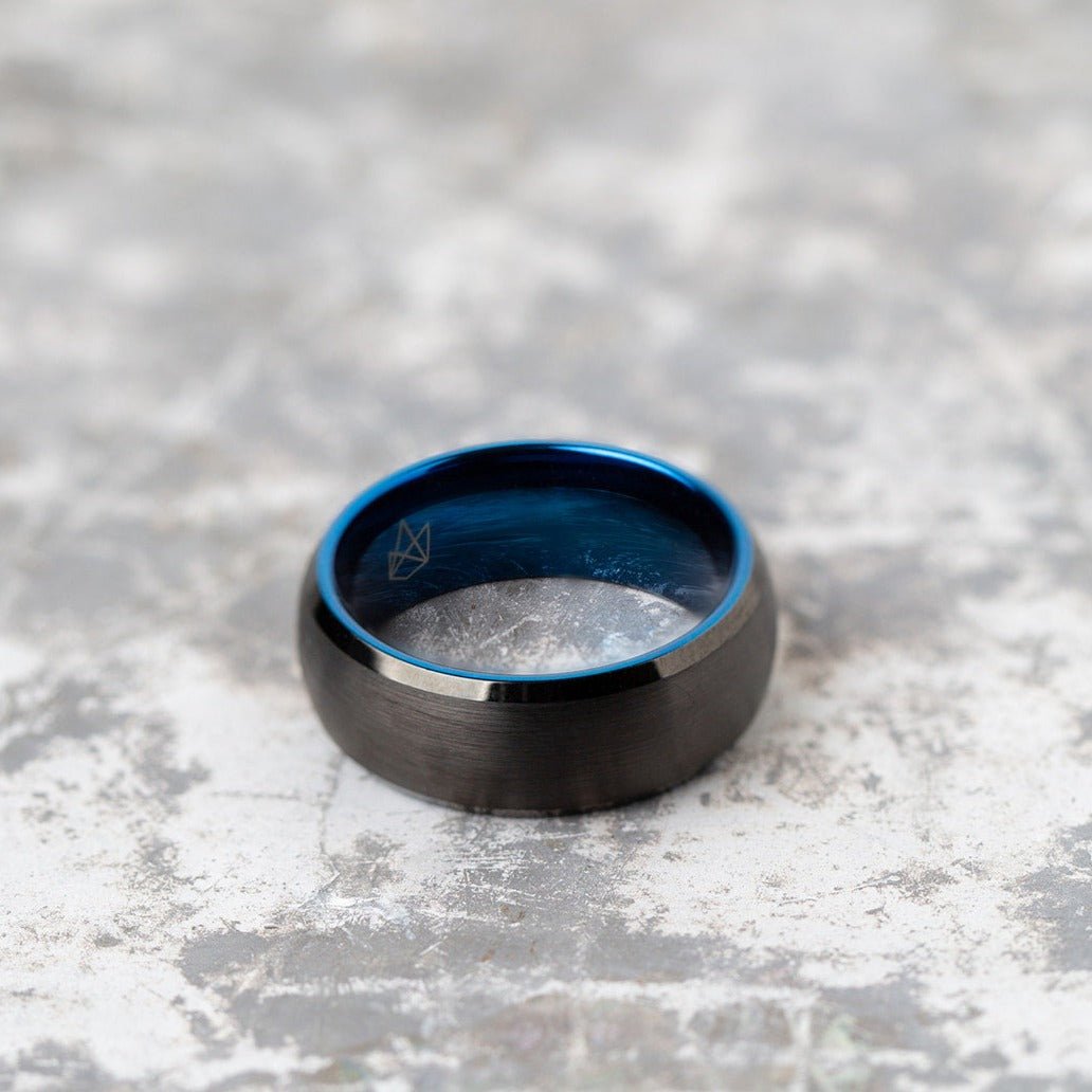 Black Tungsten Ring Blue EMBR