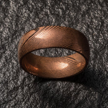 Load image into Gallery viewer, Wood Grain Damascus Steel Ring - Copper Minimalist - EMBR
