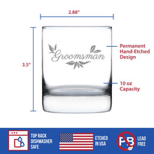 Load image into Gallery viewer, Groomsman Old Fashioned Rocks Glass - Groomsmen Proposal Gifts - Unique Engraved Wedding Cup Gift - EMBR
