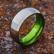 Load image into Gallery viewer, Silver Tungsten Ring - Resilient Green - EMBR
