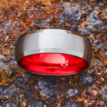 Load image into Gallery viewer, Silver Tungsten Ring - Resilient Red - EMBR
